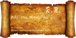 Réthy Mihály névjegykártya