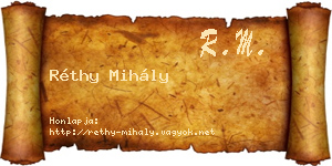 Réthy Mihály névjegykártya